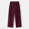 Pantalones holgados de tiro bajo Maroon