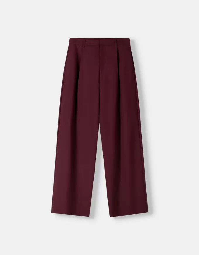 Pantalones holgados de tiro bajo Maroon