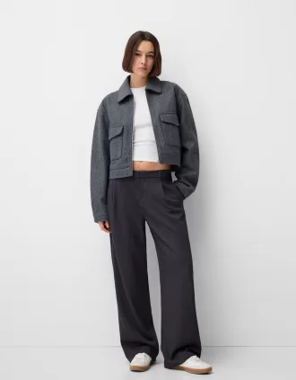Pantalones holgados de tiro bajo Dark grey