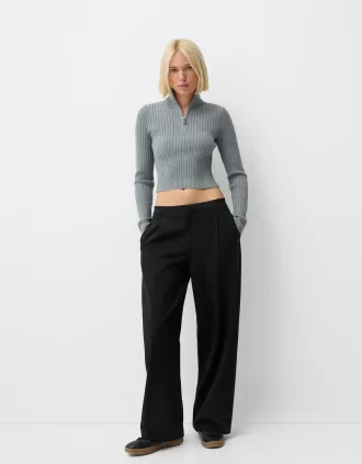 Pantalones holgados de tiro bajo Black