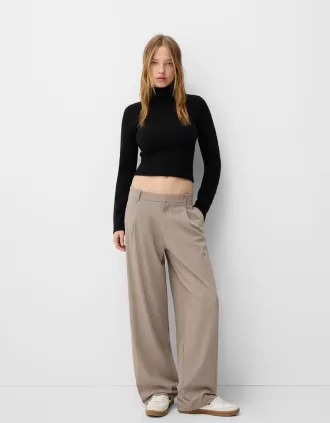 Pantalones holgados de tiro bajo Mink