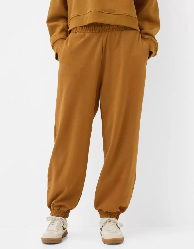 Pantalones jogger voluminosos interlock Light Brown