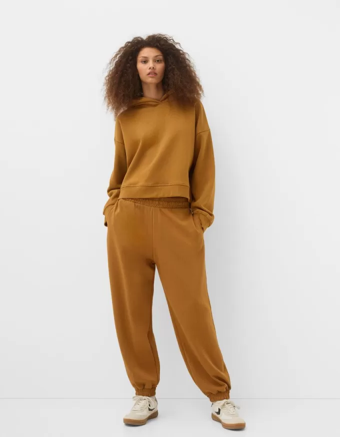 Pantalones jogger voluminosos interlock Light Brown