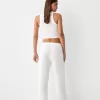 Pantalones rectos con punto waffle Off white