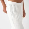 Pantalones rectos con punto waffle Off white