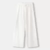 Pantalones rectos con punto waffle Off white