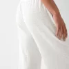 Pantalones rectos con punto waffle Off white