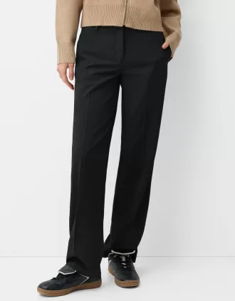 Pantalones sastre rectos de talle bajo Black