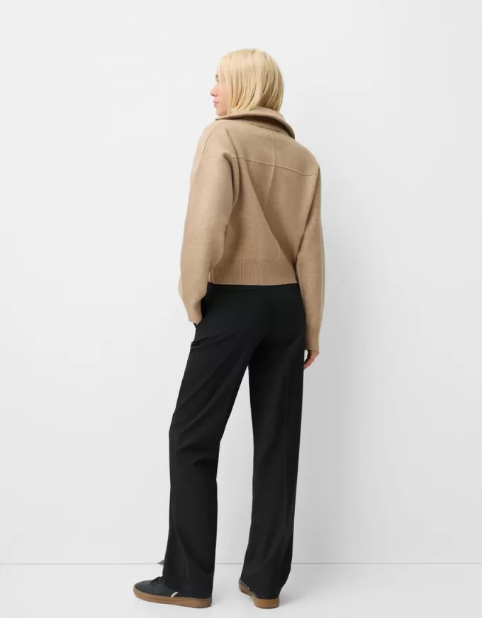 Pantalones sastre rectos de talle bajo Black