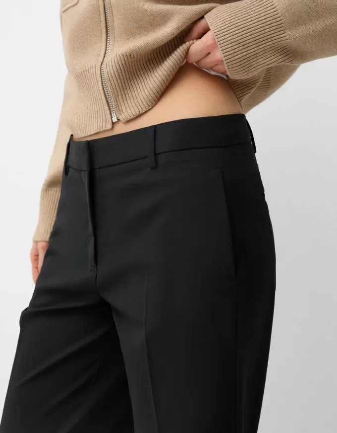Pantalones sastre rectos de talle bajo Black
