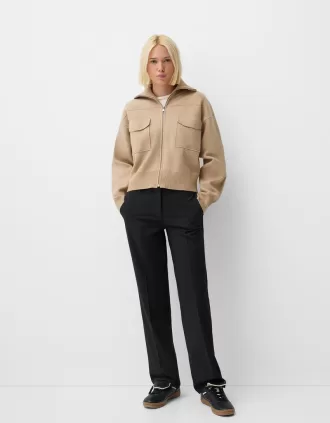 Pantalones sastre rectos de talle bajo Black