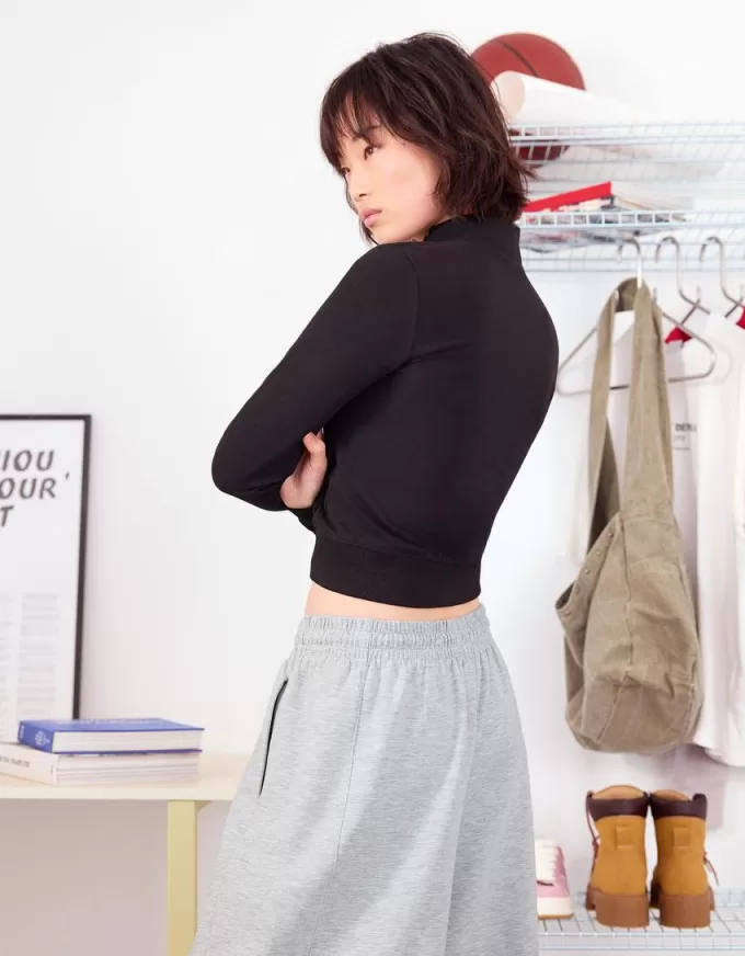 Pantalones tipo sudadera de material tipo barril Grey
