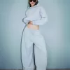 Pantalones tipo sudadera de material tipo barril Grey