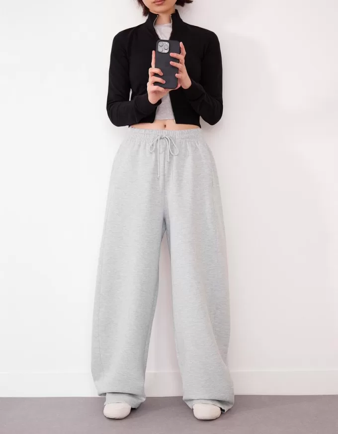 Pantalones tipo sudadera de material tipo barril Grey