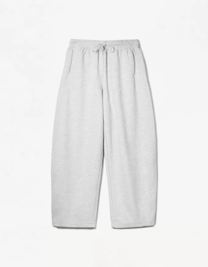 Pantalones tipo sudadera de material tipo barril Grey