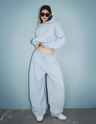Pantalones tipo sudadera de material tipo barril Grey