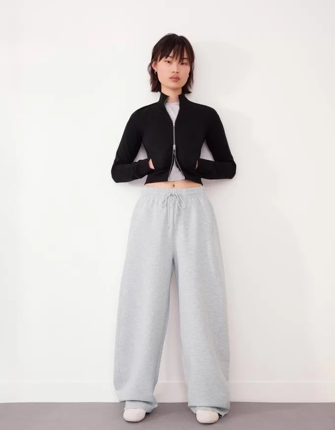 Pantalones tipo sudadera de material tipo barril Grey