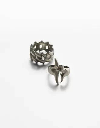 Paquete de 2 anillos de acero. Silver