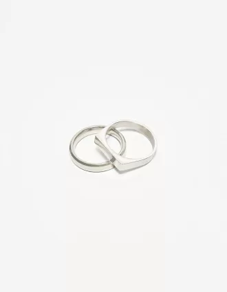 Paquete de 2 anillos de acero. Silver