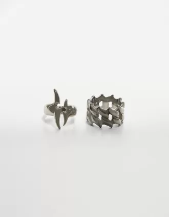 Paquete de 2 anillos de acero. Silver