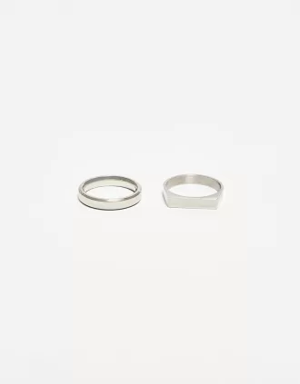 Paquete de 2 anillos de acero. Silver