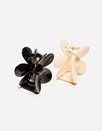Paquete de 2 pinzas para el cabello con flores Black