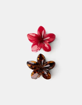 Paquete de 2 pinzas para el cabello con flores Burgundy