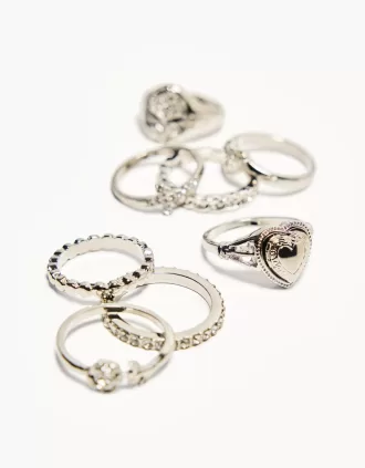 Paquete de 8 anillos de sello Silver