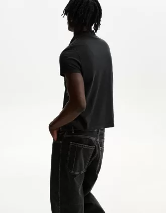 Polo estampado de manga corta Black