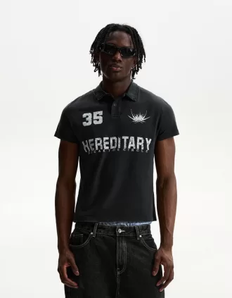 Polo estampado de manga corta Black