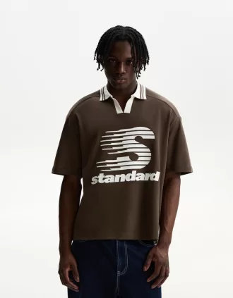 Polo estampado de manga corta Brown