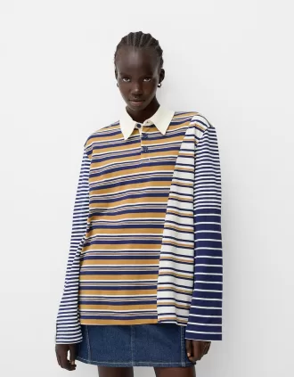 Polo manga larga rayas Navy