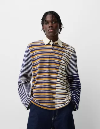Polo manga larga rayas Navy