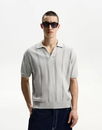 Polo textura manga corta Light blue