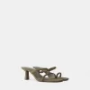 Sandalias de tacón kitty con doble tira KHAKI
