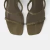Sandalias de tacón kitty con doble tira KHAKI