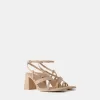 Sandalias multitiras con tacón bloque BEIGE Sandalias multitiras con tacón bloque BEIGE
