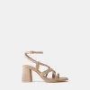 Sandalias multitiras con tacón bloque BEIGE Sandalias multitiras con tacón bloque BEIGE