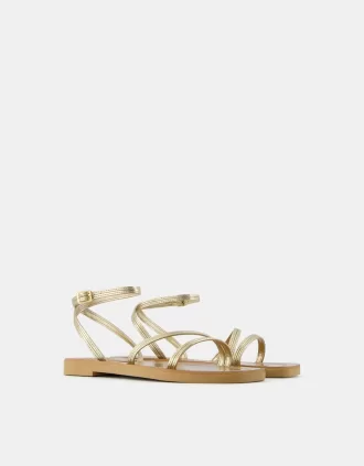Sandalias planas con tira metalizada Gold
