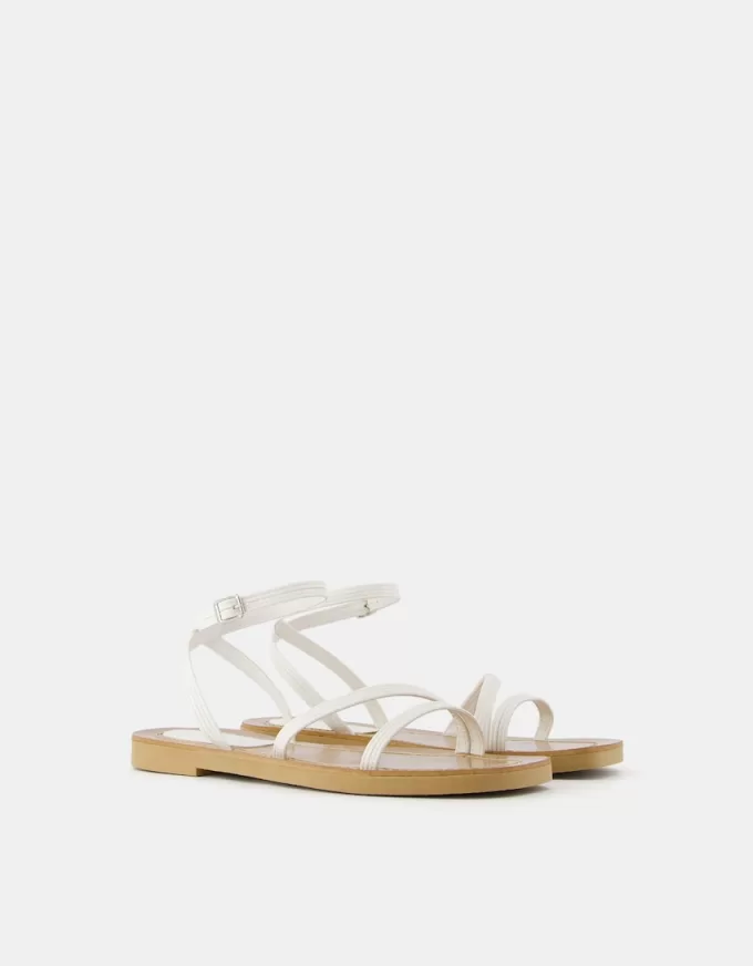 Sandalias planas con tiras WHITE Sandalias planas con tiras WHITE