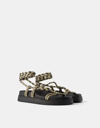 Sandalias planas de cuerda Multicolored
