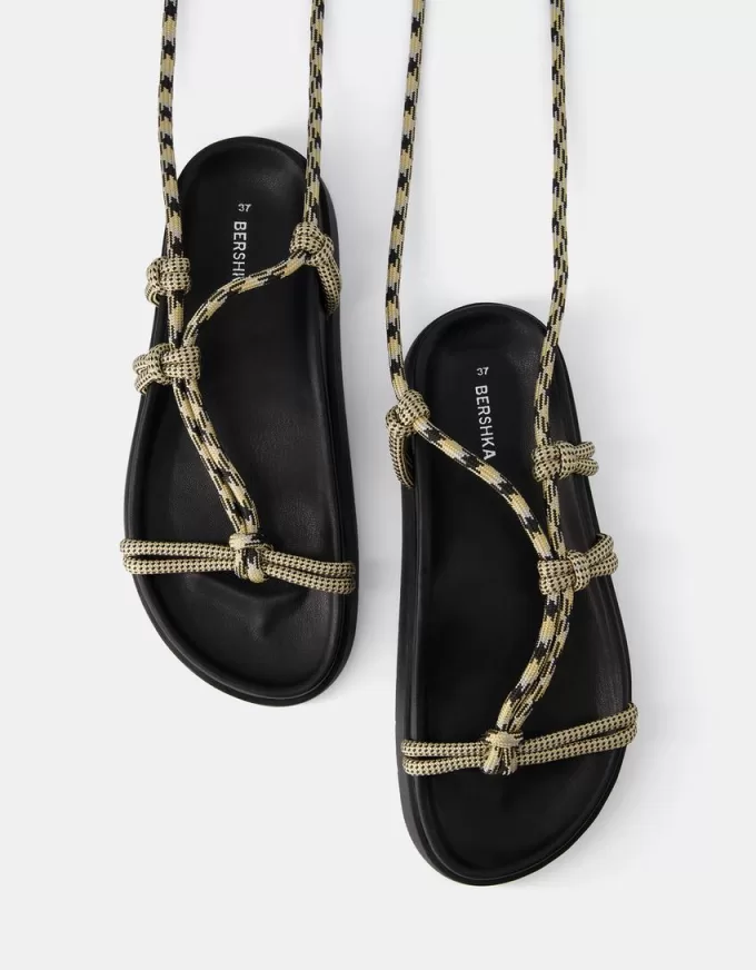 Sandalias planas de cuerda Multicolored