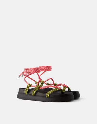 Sandalias planas de cuerda Multicolored