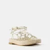 Sandalias planas de yute atadas Gold Sandalias planas de yute atadas Gold