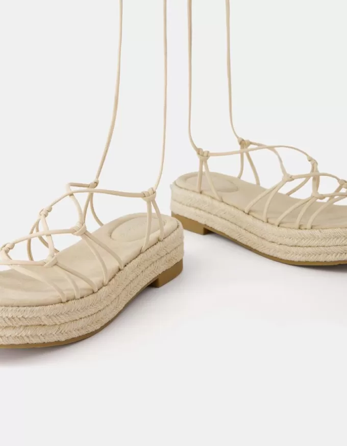 Sandalias planas de yute atadas SAND