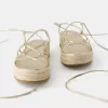 Sandalias planas de yute atadas Gold Sandalias planas de yute atadas Gold