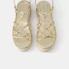 Sandalias planas de yute atadas Gold Sandalias planas de yute atadas Gold