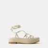 Sandalias planas de yute atadas Gold Sandalias planas de yute atadas Gold
