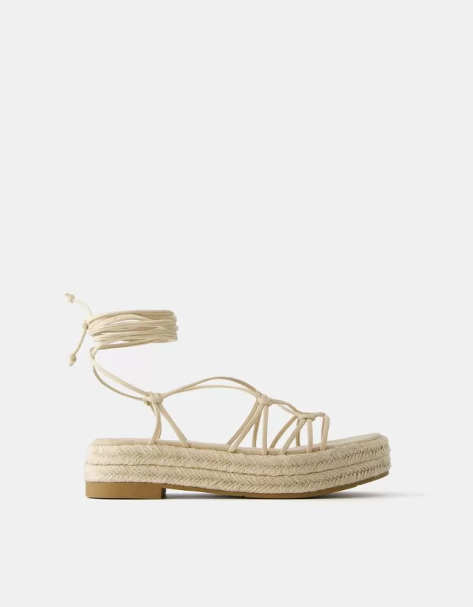 Sandalias planas de yute atadas SAND