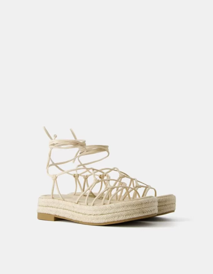 Sandalias planas de yute atadas SAND